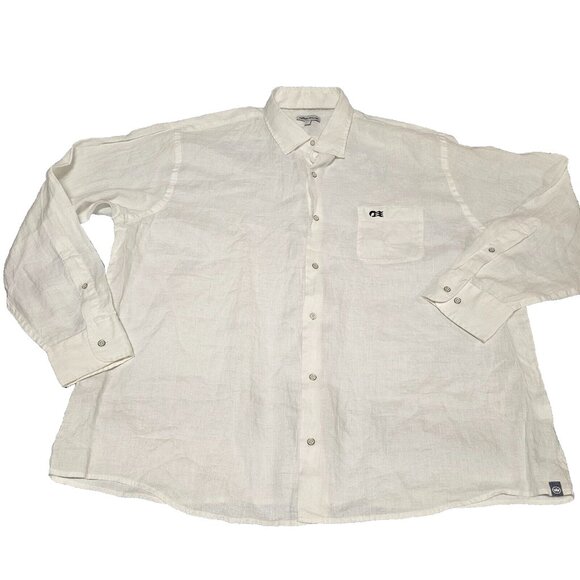 Peter Millar Button Up Men Shirt Size XXL White Linen Long Sleeve - Picture 2 of 13